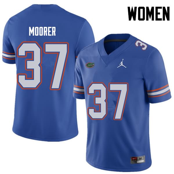 Women's NCAA Florida Gators Patrick Moorer #37 Stitched Authentic Jordan Brand Royal College Football Jersey LAL1465TE